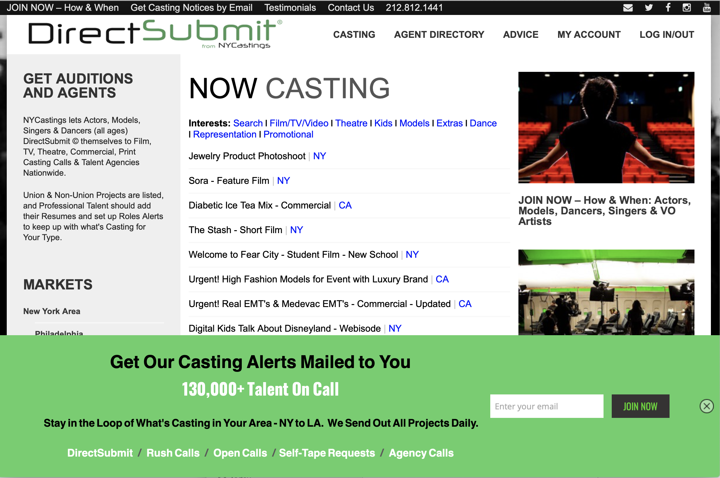 Free audition listings for actors!