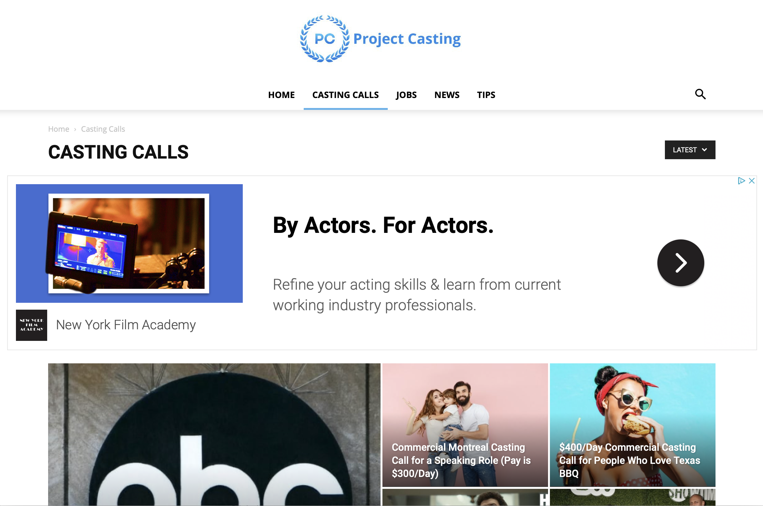 Find online auditions for actors - totally free!