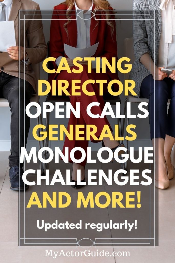 Free listing of LA and NYC Casting Director open call auditions, general meetings and monologue challenges. Find casting director classes to become an actor and boost your acting career. #acting #castingdirector #becomeanactor #actorslife
