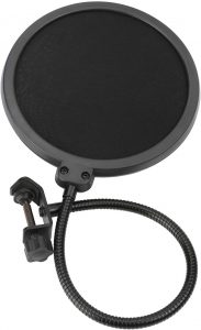 Pop filter, pop screen for voiceover recording. Set up your home recording studio.