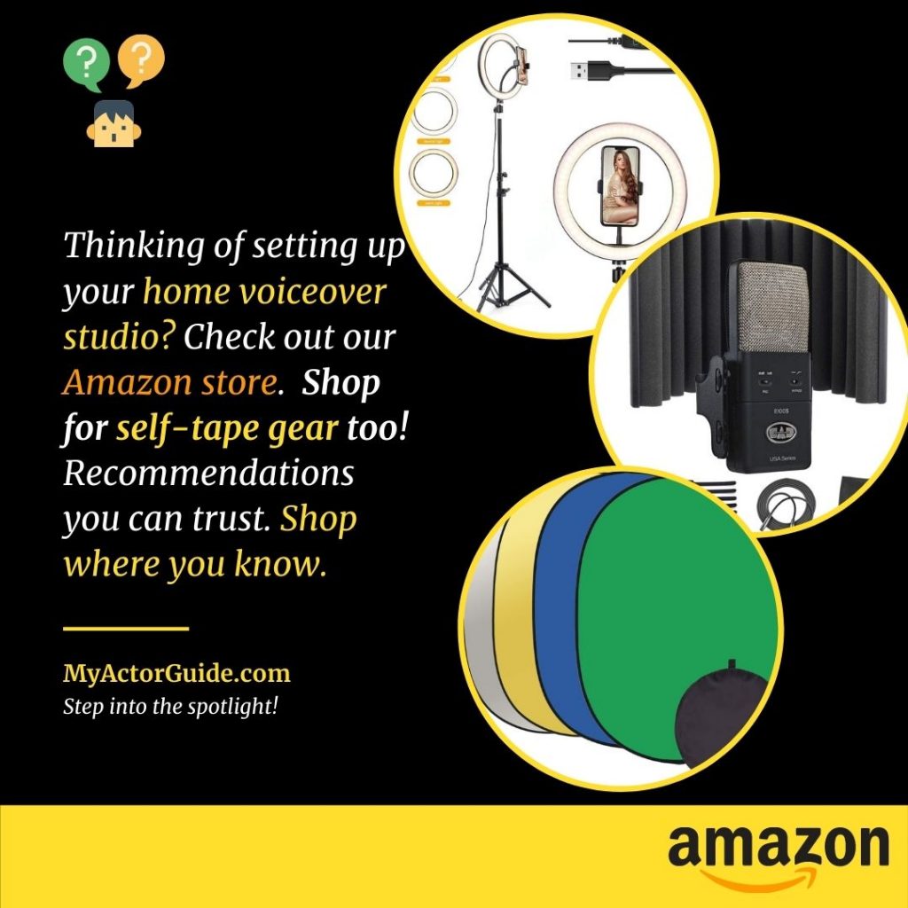 Actor audition gear on Amazon and home studio recording equipment. Find out what you need to get set-up today.