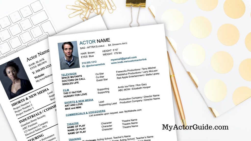 Done-for-you actor resume templates. Resumes for professional actors.